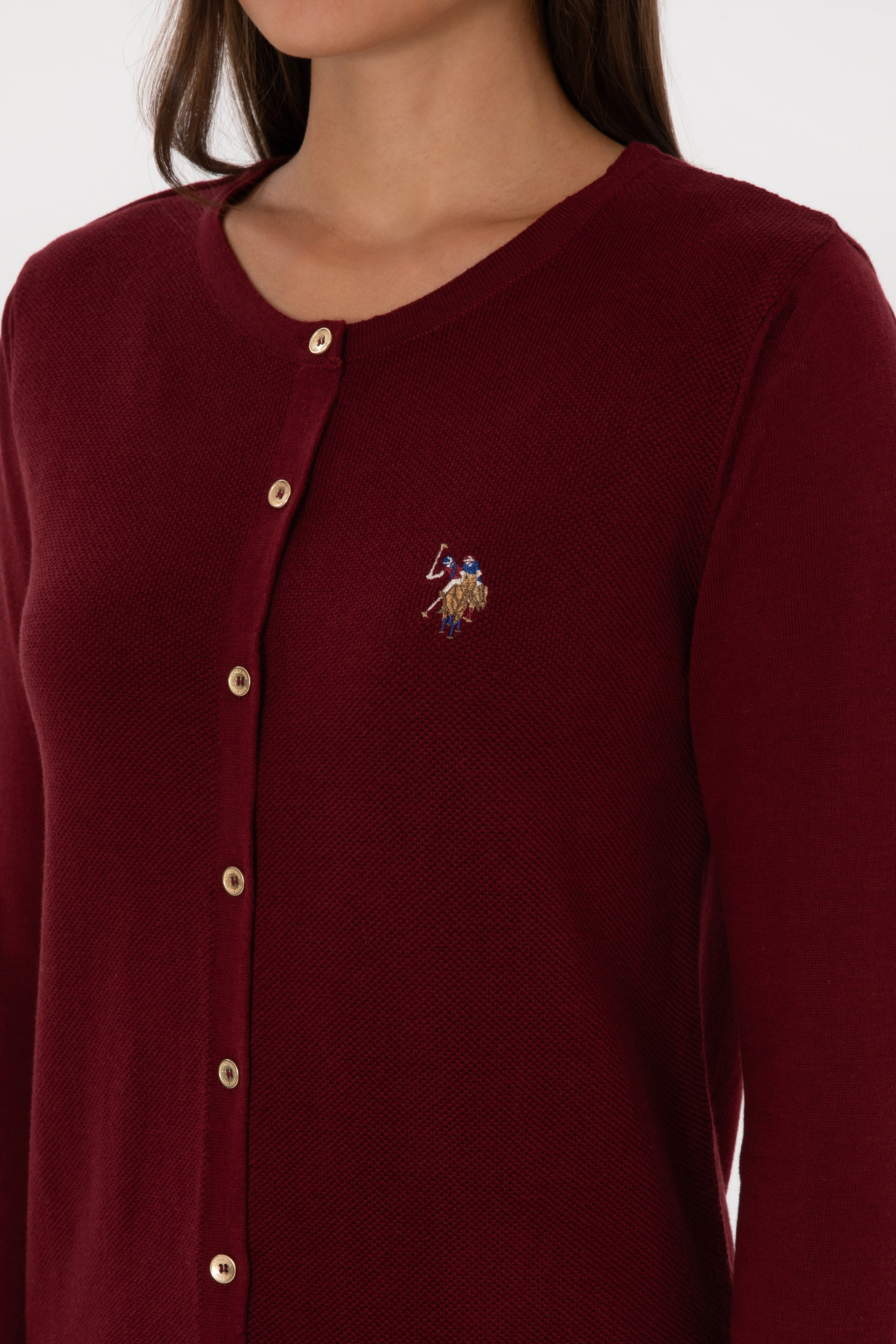 Kadın Bordo Basic Triko Hırka - Image 7