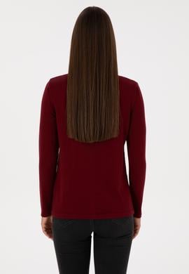 Kadın Bordo Basic Triko Hırka - 50307737069