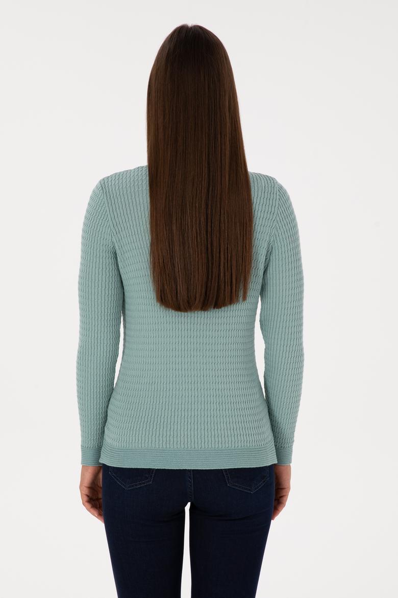 Kadın Mint Bisiklet Yaka Basic Kazak - 50307763005