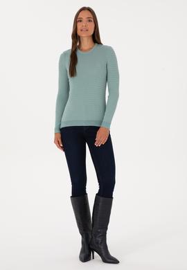 Kadın Mint Bisiklet Yaka Basic Kazak - 50307763005