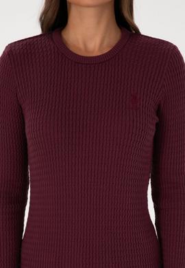 Kadın Bordo Bisiklet Yaka Basic Kazak - 50307763033