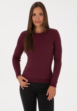 Kadın Bordo Bisiklet Yaka Basic Kazak - 50307763033