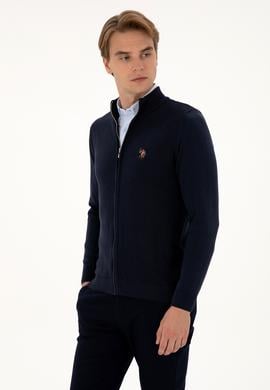 Erkek Lacivert Basic Triko Hırka - 50307800023