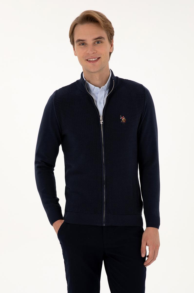 Erkek Lacivert Basic Triko Hırka