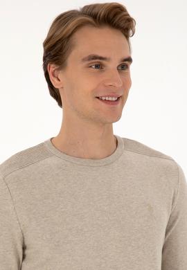 Erkek Slim Fit Bisiklet Yaka Taş Melanj Basic Kazak - 50307779004