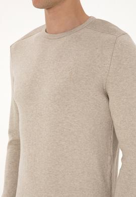 Erkek Slim Fit Bisiklet Yaka Taş Melanj Basic Kazak - 50307779004