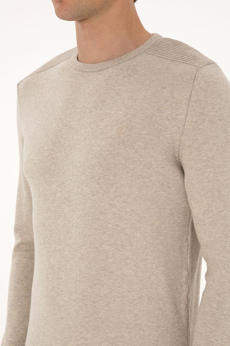 Erkek Slim Fit Bisiklet Yaka Taş Melanj Basic Kazak - 50307779004