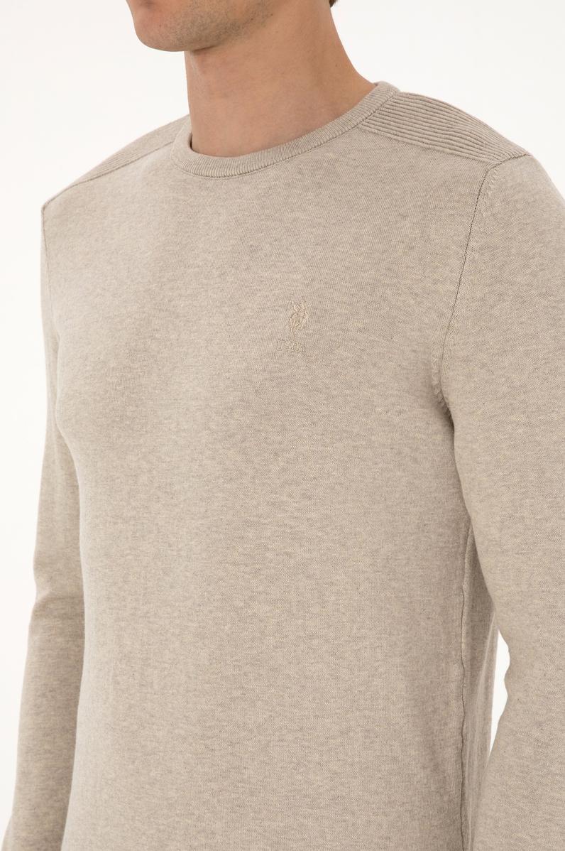 Erkek Slim Fit Bisiklet Yaka Taş Melanj Basic Kazak