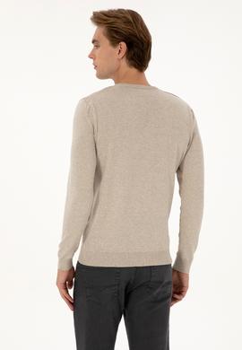 Erkek Slim Fit Bisiklet Yaka Taş Melanj Basic Kazak - 50307779004