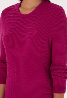 Kadın Fuşya Bisiklet Yaka Basic Kazak - 50307763040