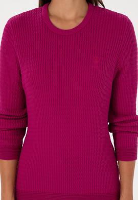 Kadın Fuşya Bisiklet Yaka Basic Kazak - 50307763040