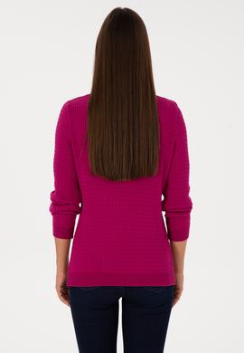 Kadın Fuşya Bisiklet Yaka Basic Kazak - 50307763040