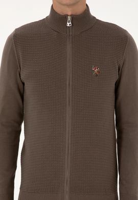 Erkek Vizon Basic Triko Hırka - 50307800088