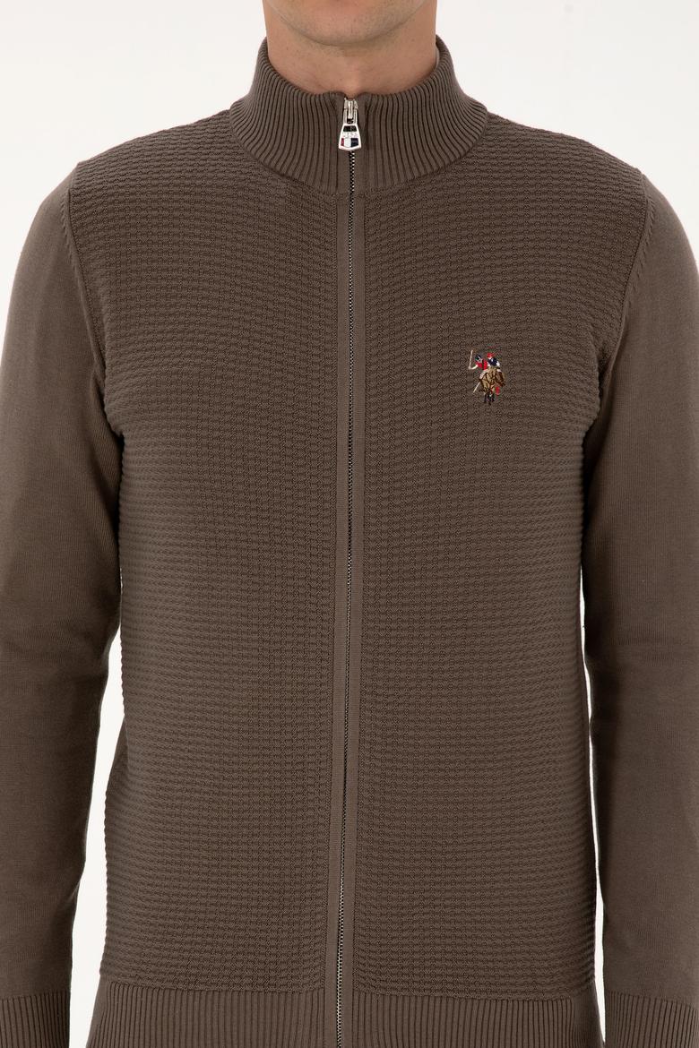 Erkek Vizon Basic Triko Hırka - 50307800088