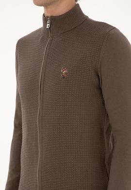 Erkek Vizon Basic Triko Hırka - 50307800088