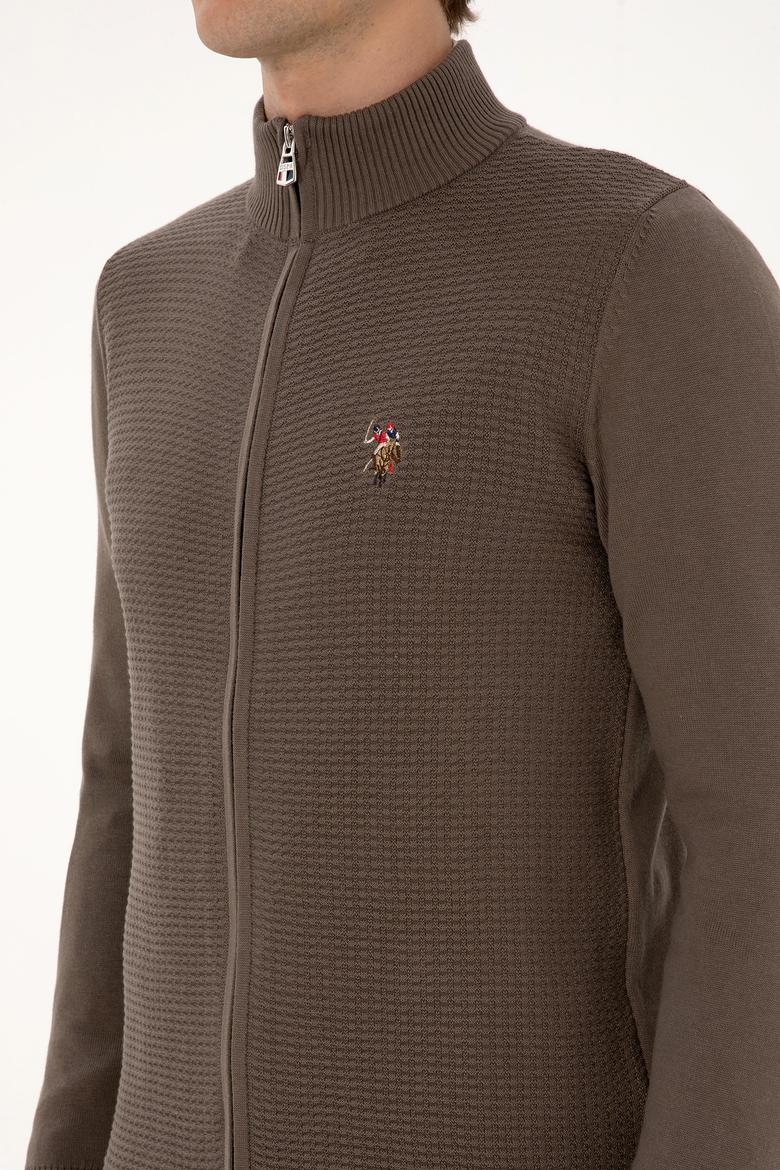 Erkek Vizon Basic Triko Hırka - 50307800088