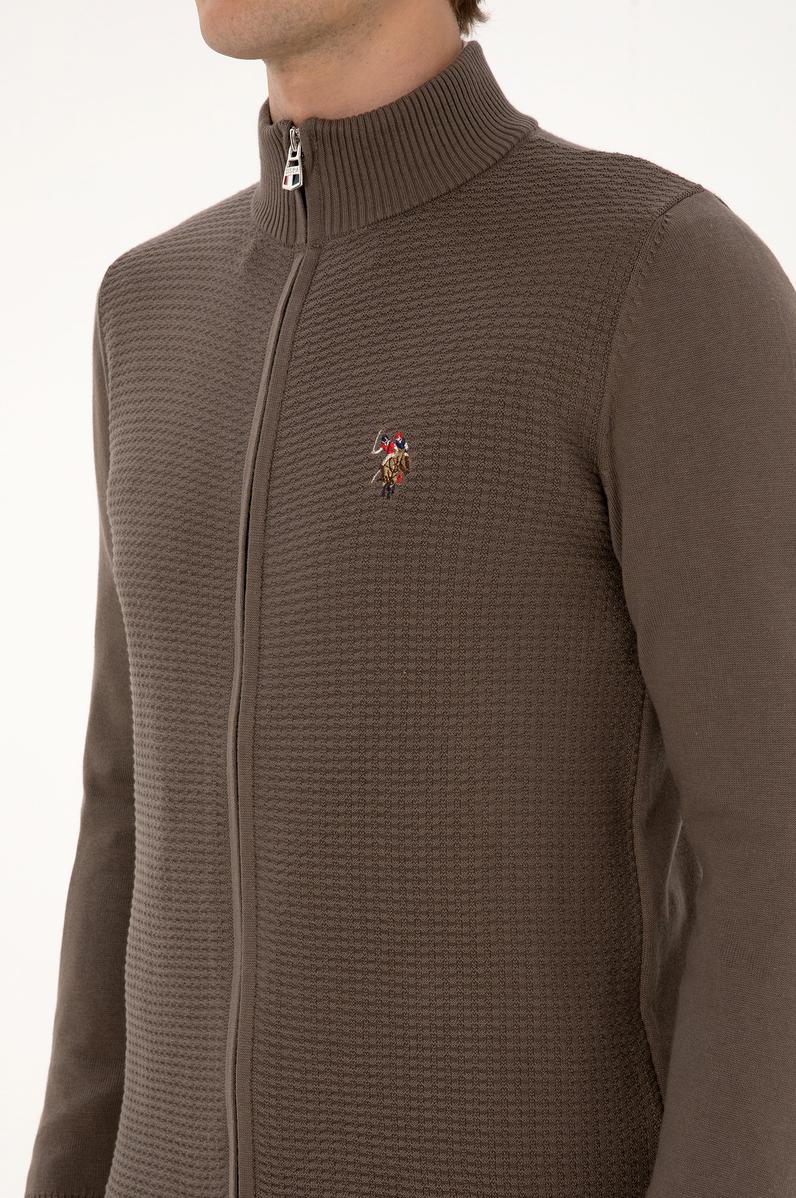 Erkek Vizon Basic Triko Hırka