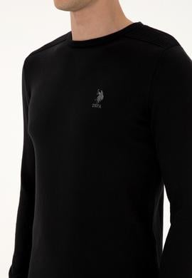 Erkek Slim Fit Bisiklet Yaka Siyah Basic Kazak - 50307779026