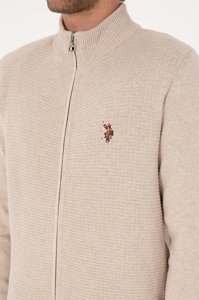 Erkek Taş Melanj Basic Triko Hırka