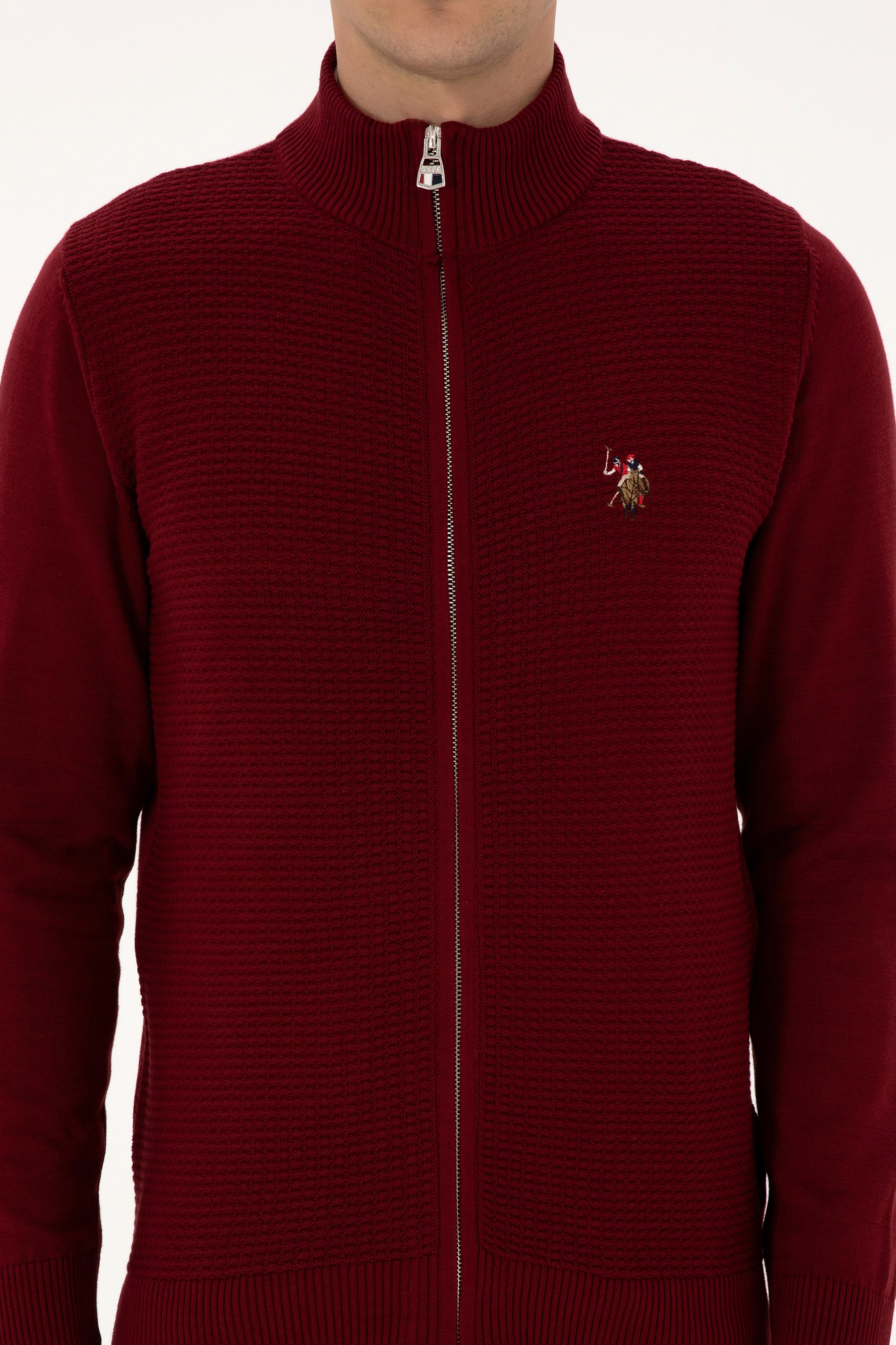 Erkek Bordo Basic Triko Hırka