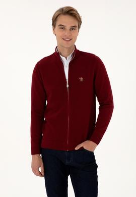 Erkek Bordo Basic Triko Hırka - 50307800051