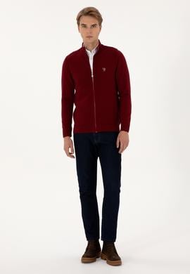 Erkek Bordo Basic Triko Hırka - 50307800051