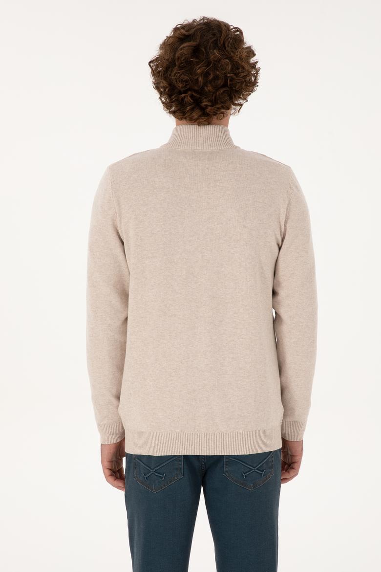 Erkek Taş Melanj Basic Triko Hırka - 50307800008