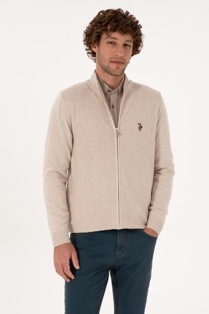 Erkek Taş Melanj Basic Triko Hırka