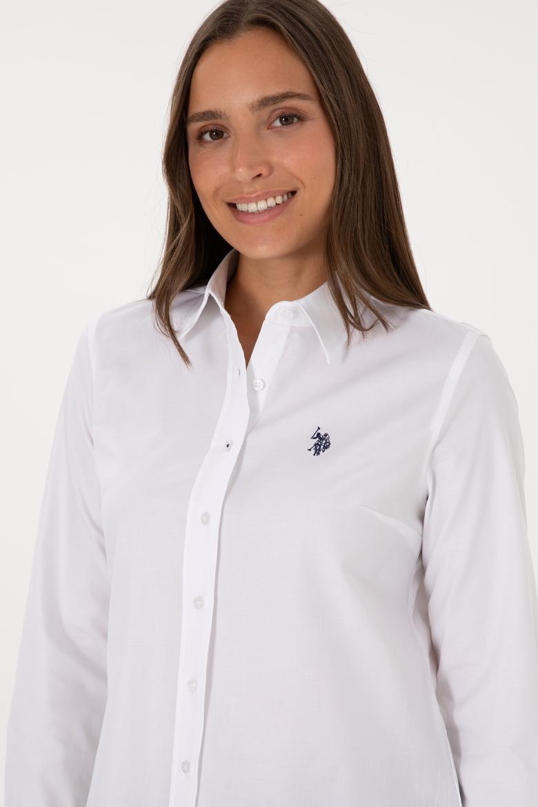 Kadın Beyaz Uzun Kollu Basic Gömlek - 50308023013