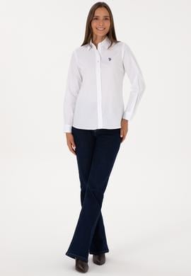 Kadın Beyaz Uzun Kollu Basic Gömlek - 50308023013