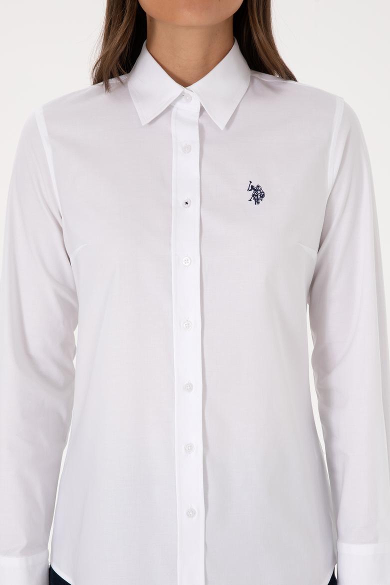 Kadın Beyaz Uzun Kollu Basic Gömlek - 50308023013