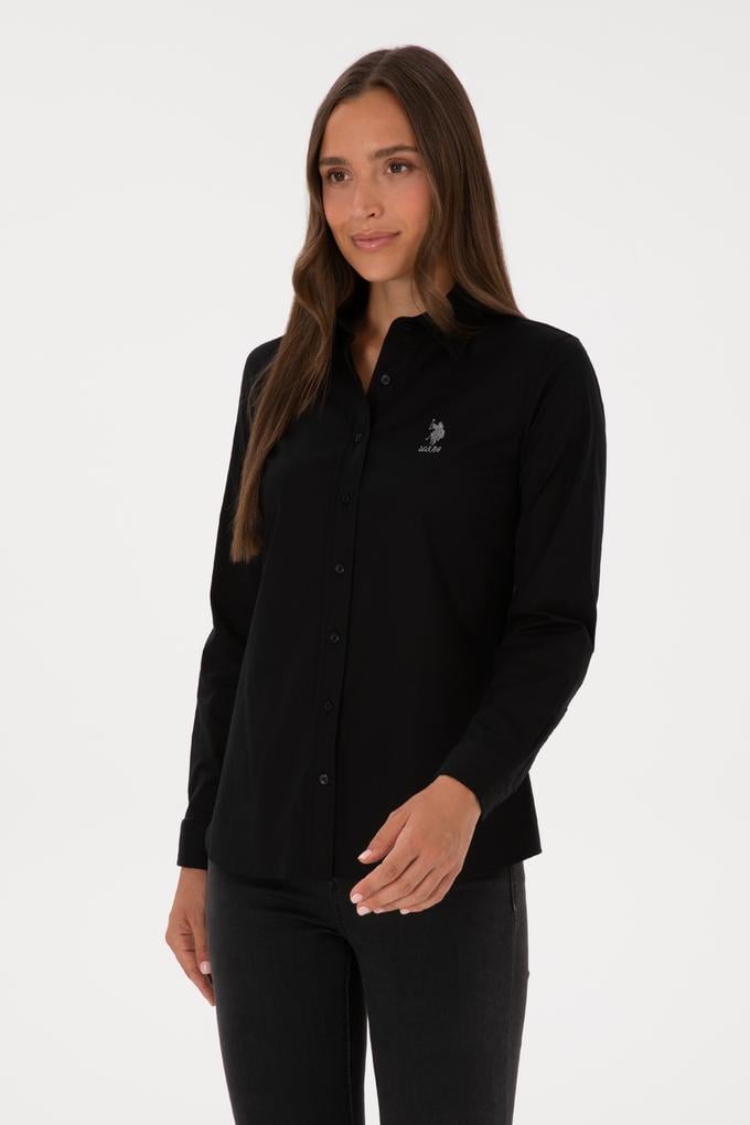 Kadın Siyah Uzun Kollu Basic Gömlek