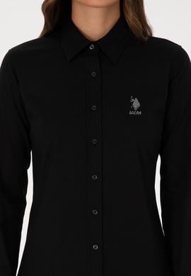 Kadın Siyah Uzun Kollu Basic Gömlek - 50307989030