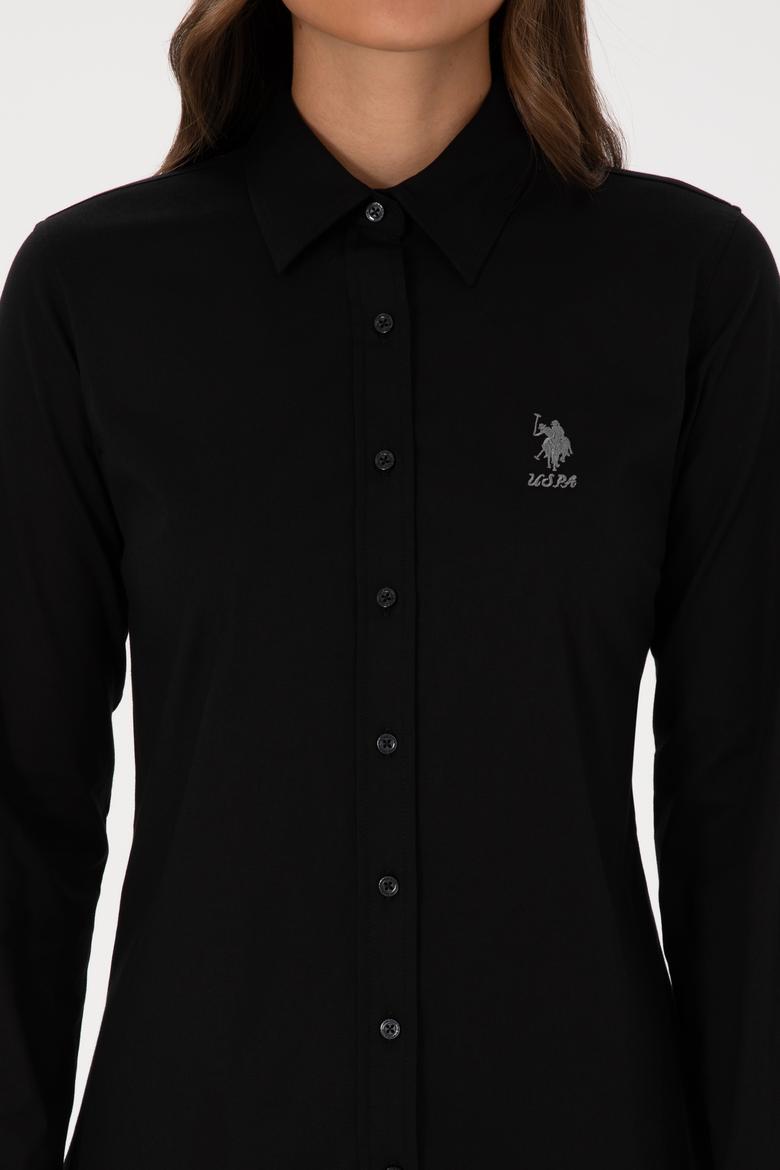 Kadın Siyah Uzun Kollu Basic Gömlek - 50307989030