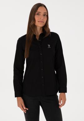 Kadın Siyah Uzun Kollu Basic Gömlek - 50307989030