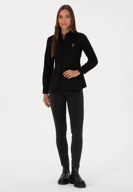 Kadın Siyah Uzun Kollu Basic Gömlek - 50307989030