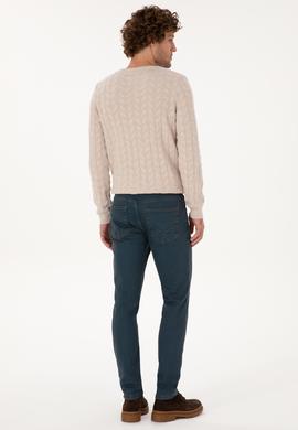 Erkek Koyu Mavi Slim Fit Petrol Jean Pantolon - 50308119056