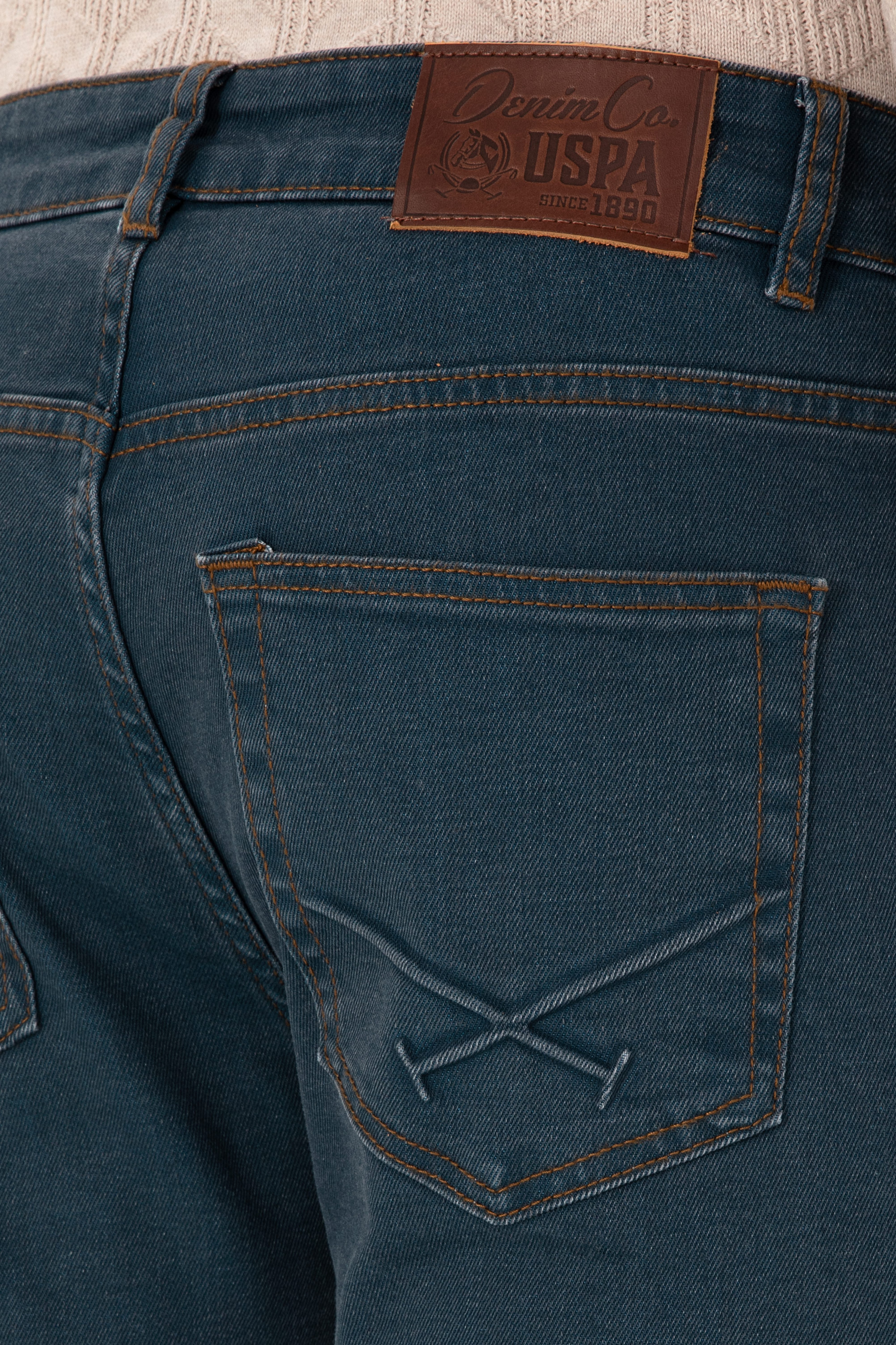 Erkek Koyu Mavi Slim Fit Petrol Jean Pantolon