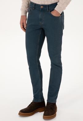 Erkek Koyu Mavi Slim Fit Petrol Jean Pantolon - 50308119056