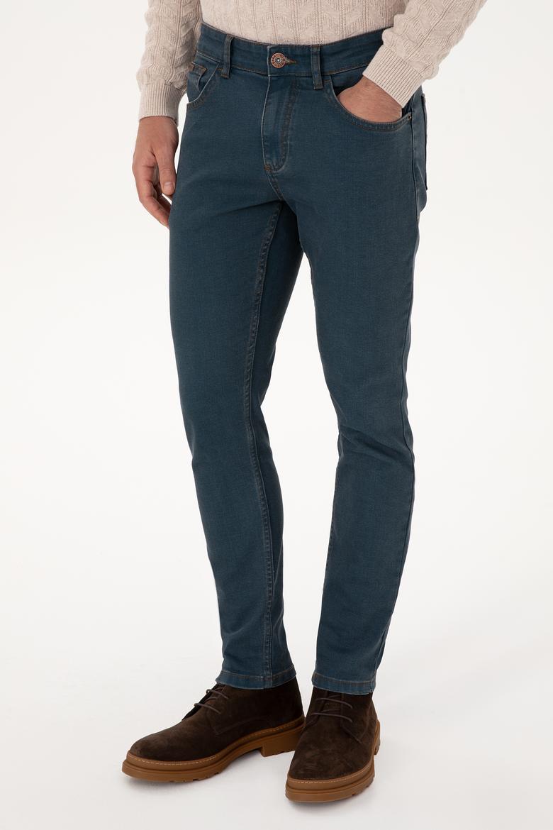 Erkek Koyu Mavi Slim Fit Petrol Jean Pantolon - 50308119056