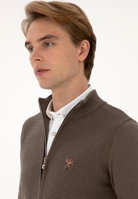 Erkek Vizon Basic Triko Hırka - 50307800088