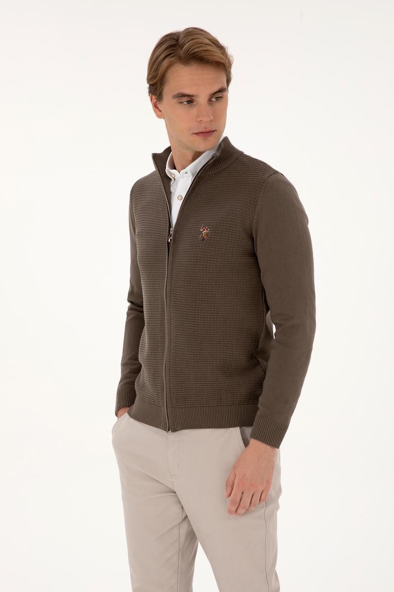 Erkek Vizon Basic Triko Hırka - 50307800088