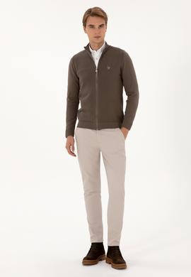 Erkek Vizon Basic Triko Hırka - 50307800088