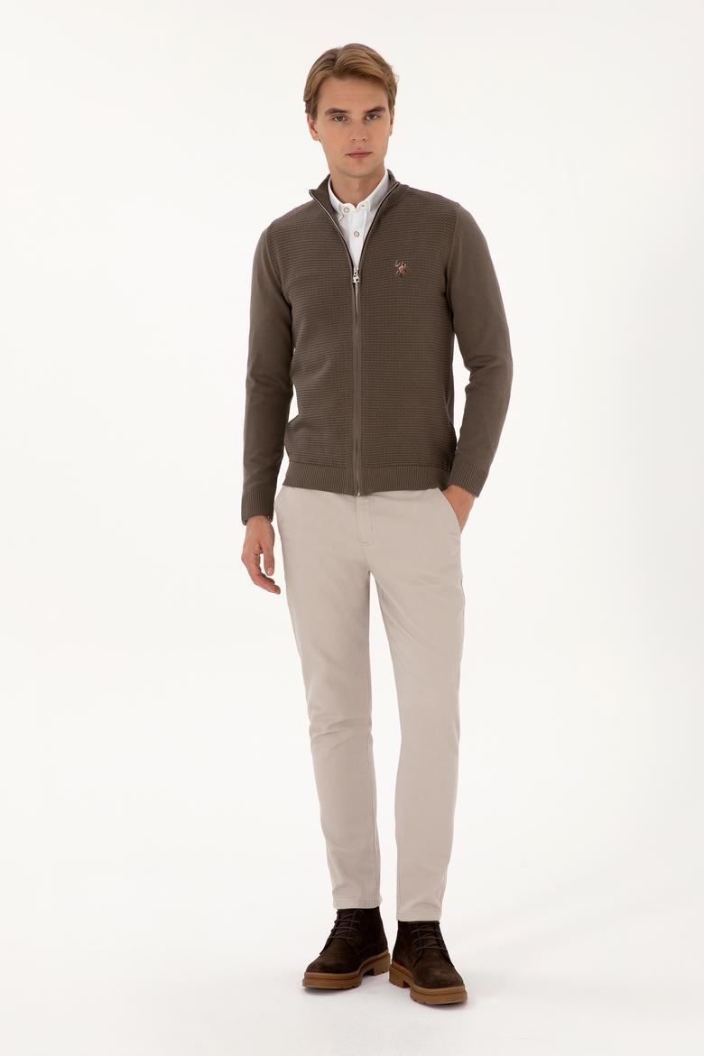 Erkek Vizon Basic Triko Hırka - 50307800088