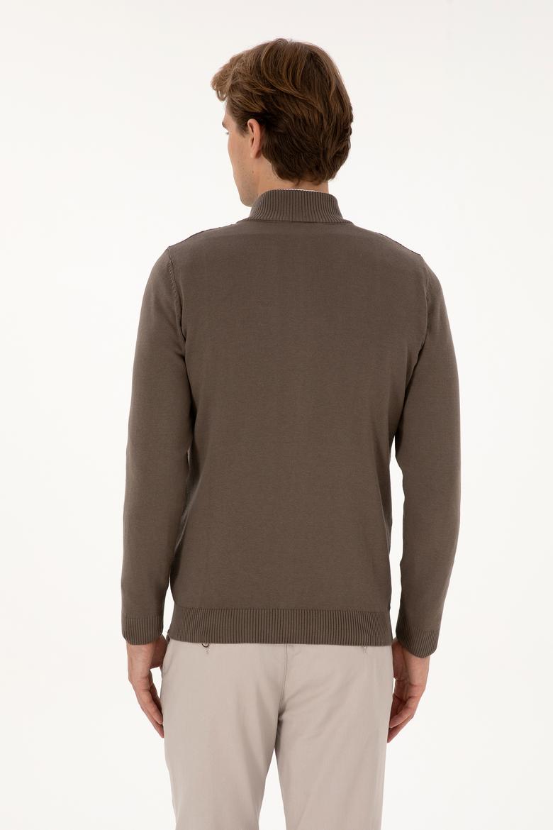 Erkek Vizon Basic Triko Hırka - 50307800088