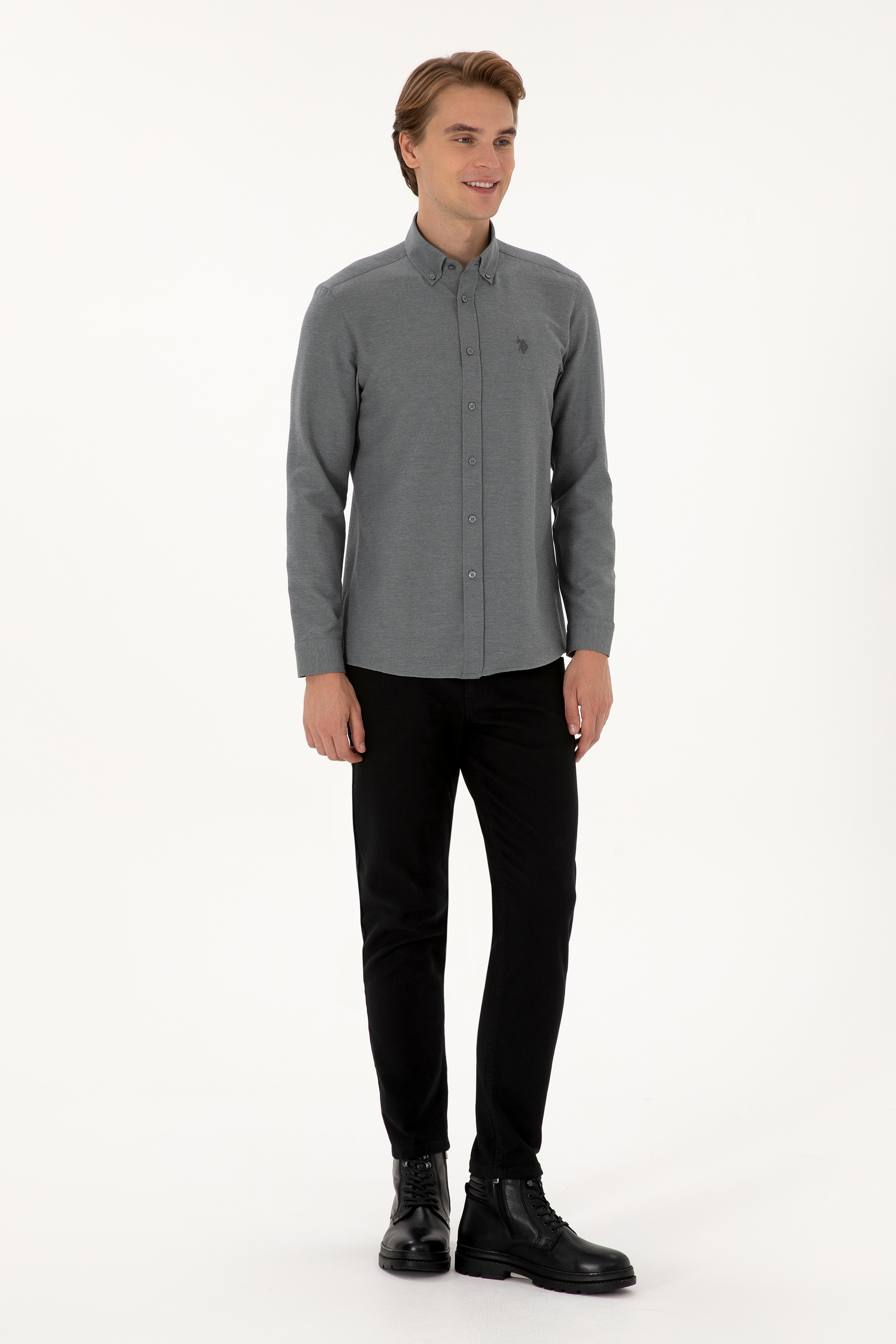 Erkek Slim Fit Siyah Kanvas / Chino Pantolon