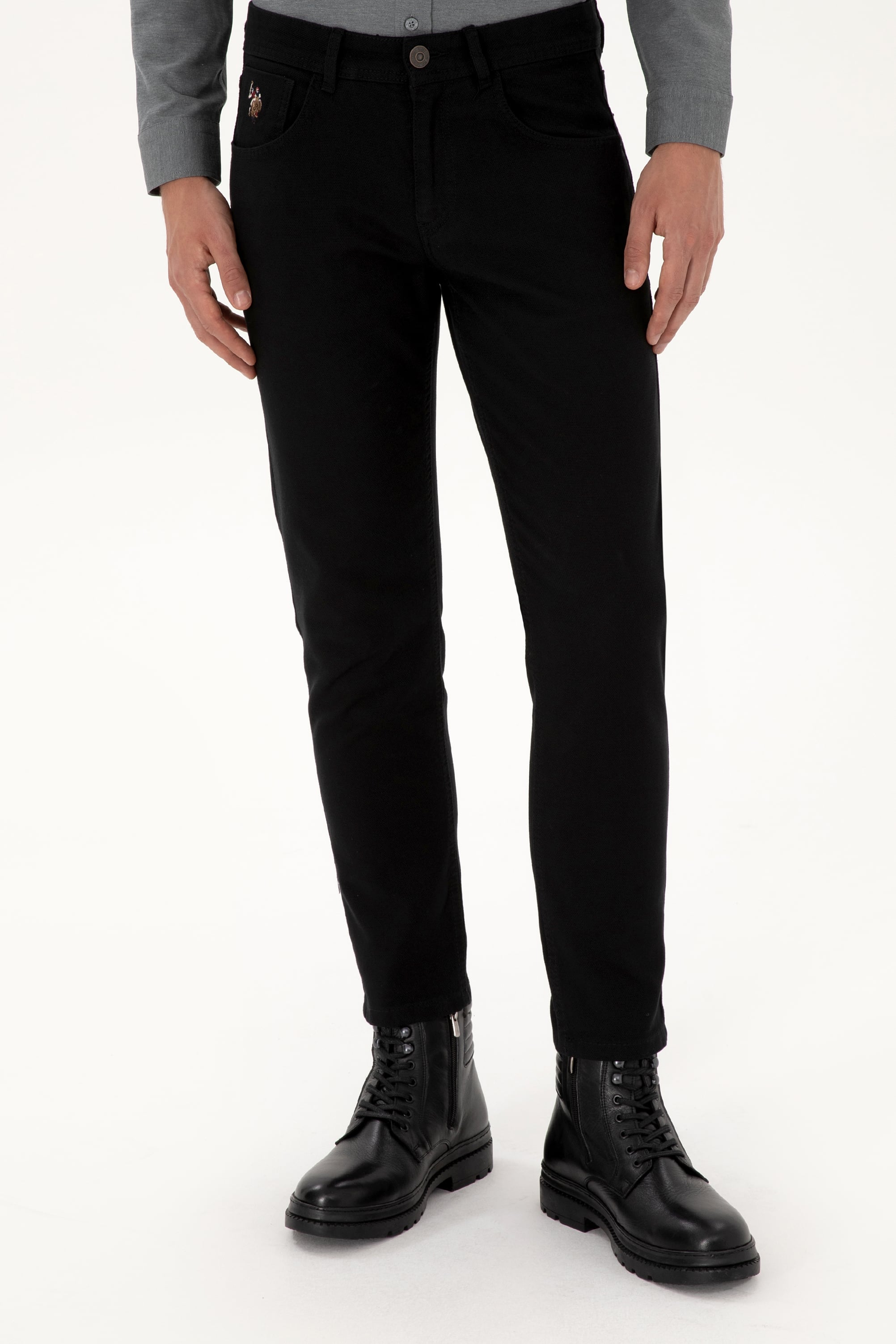 Erkek Slim Fit Siyah Kanvas / Chino Pantolon - Image 2