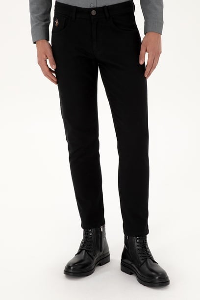 Erkek Slim Fit Siyah Kanvas / Chino Pantolon