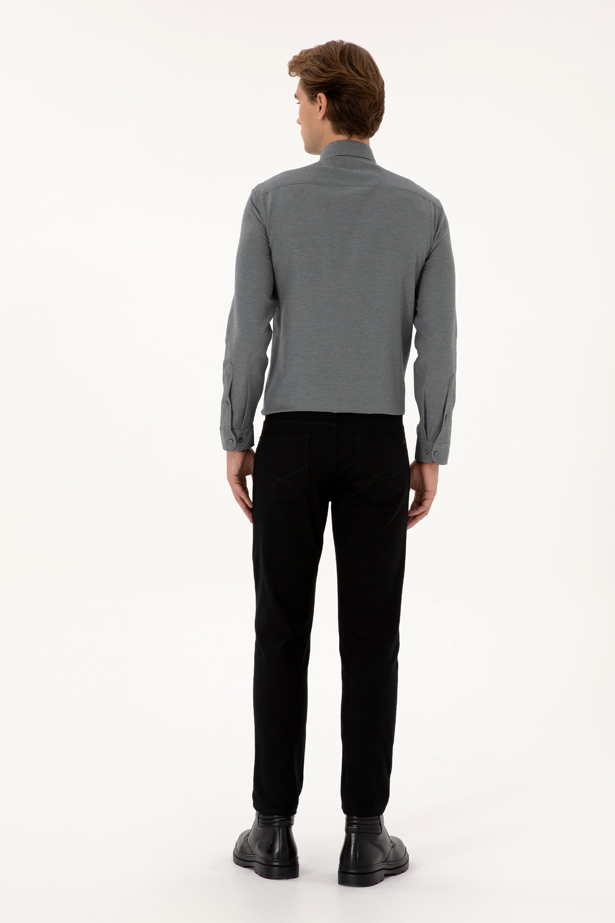 Erkek Slim Fit Siyah Kanvas / Chino Pantolon - Image 4