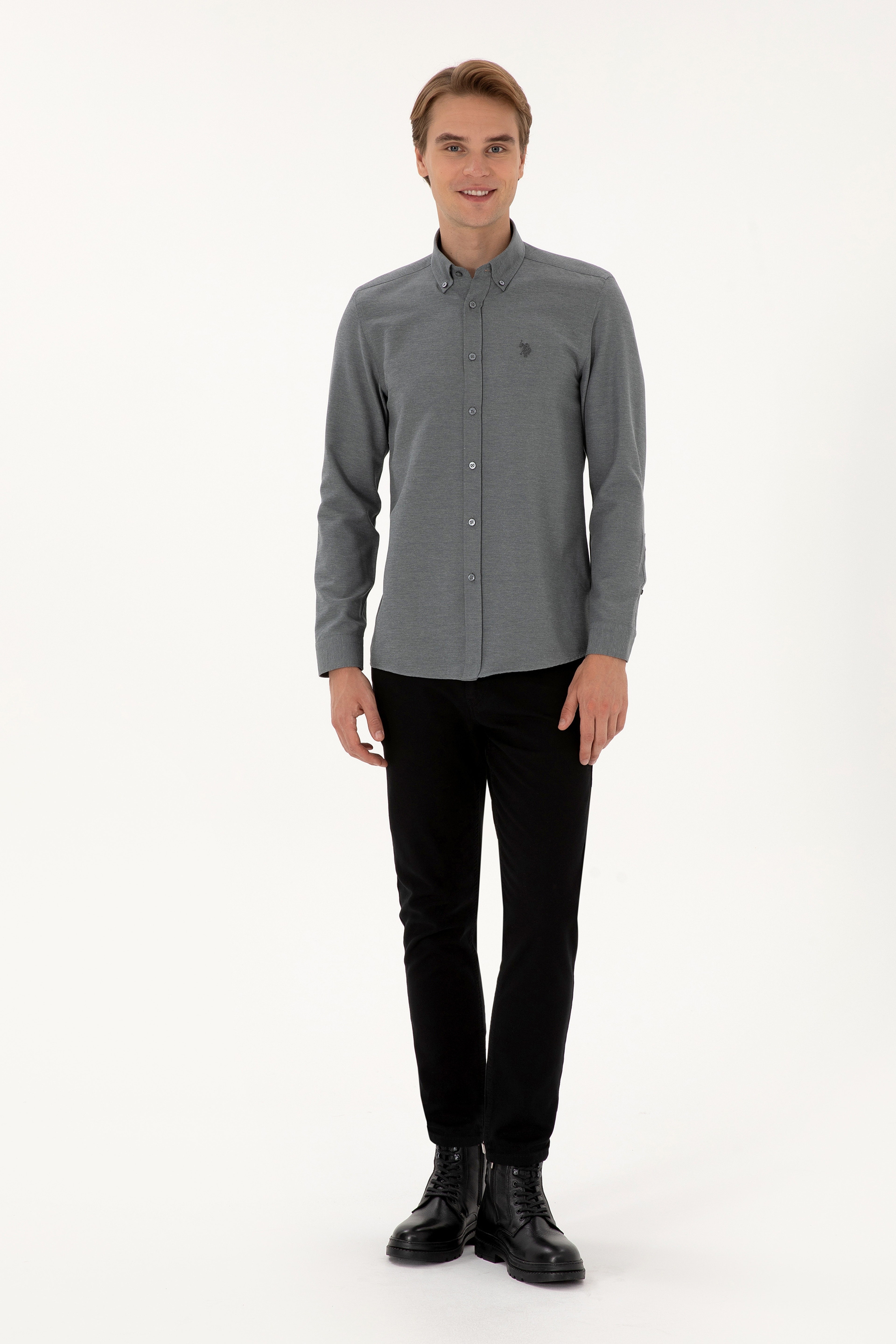 Erkek Slim Fit Siyah Kanvas / Chino Pantolon